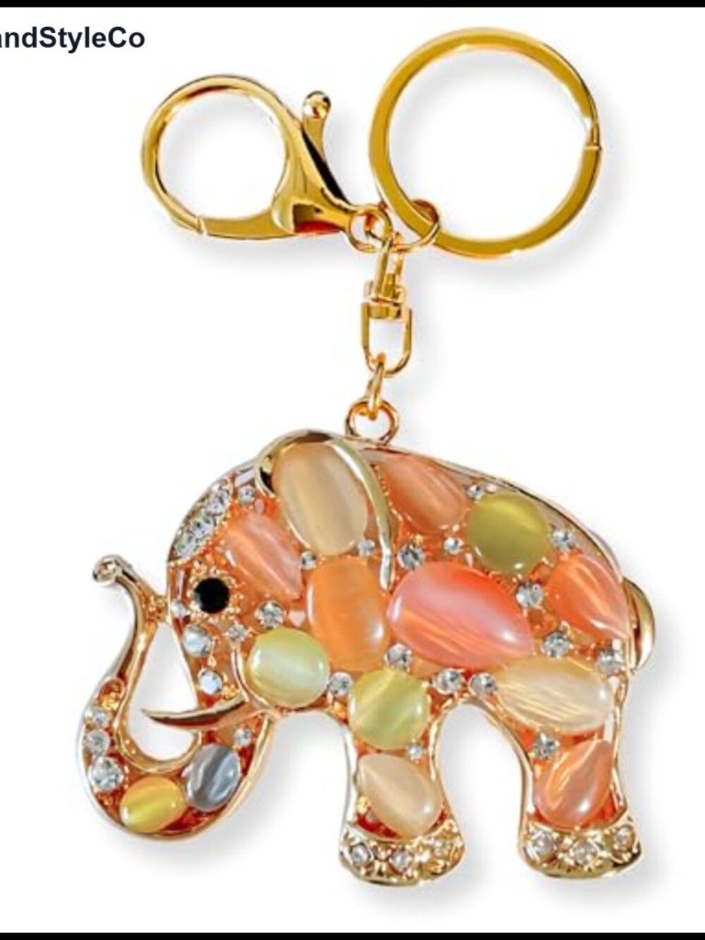 Rhinestone Elephant Keychain Sparkly Bag Charm Velvet Gift Bag
